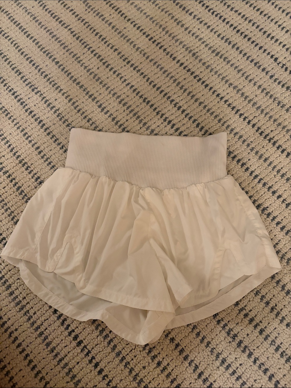 FP Movement by Free People Cream Ruffle Skort with Ribbed Waistband